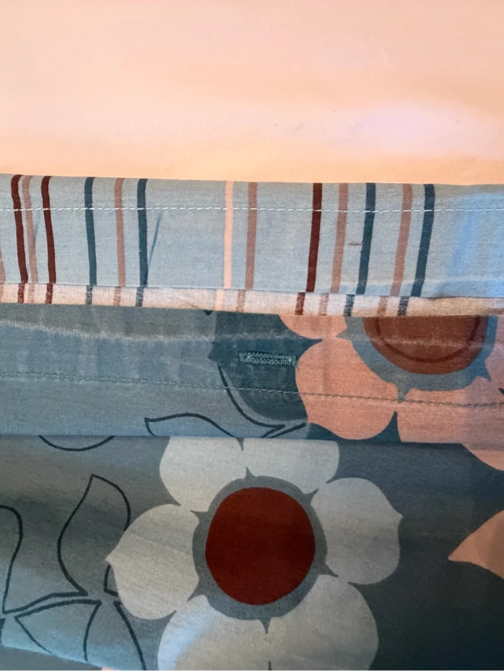 Christy Good Used Condition Queen Size Floral Blue 100% Cotton Comforter Cover